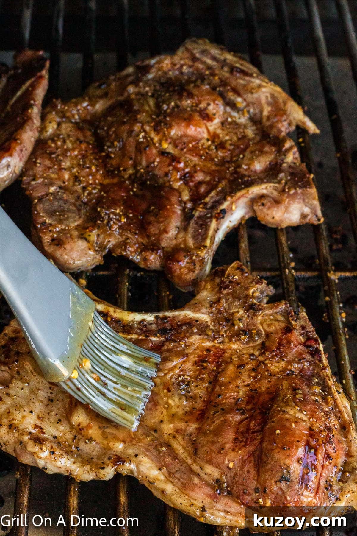 Spicy Honey-Glazed Pork Chops Recipe 9 Brushing the hot honey mixture over the grilled pork chops