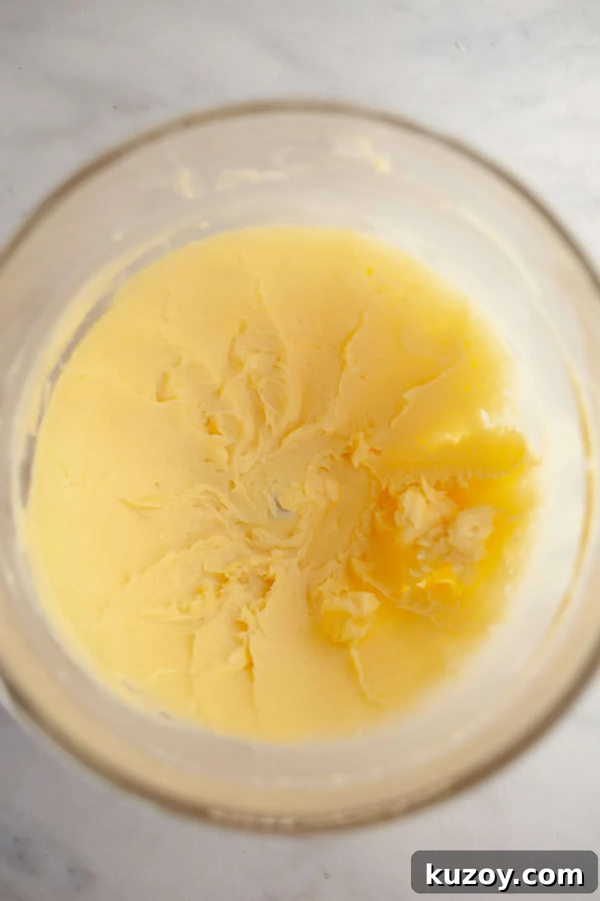Double-Ginger Shortbread Cookies: Chewy Ginger & Crystallized Chip Recipe 4 Creamed butter and sugar in a glass bowl.