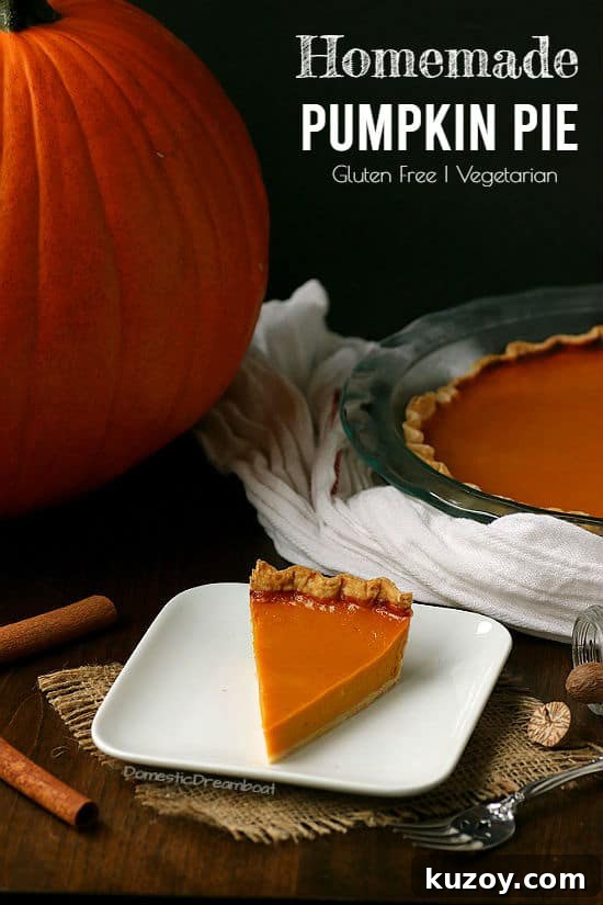 Slice of pumpkin pie on a plate