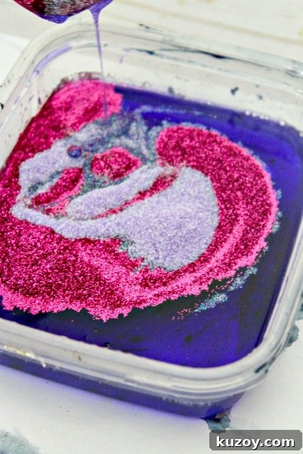 Galaxy Slime Recipe: Step-by-Step Guide for Sparkling Space Slime 8 adding glitter to slime