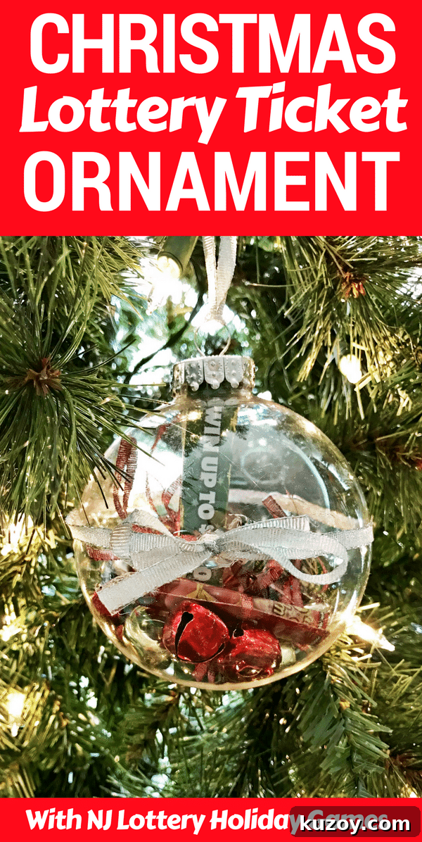 This Christmas Lottery Ticket Ornament is a fun and easy DIY gift idea perfect for teachers, neighbors, and anyone over 18 on your holiday shopping list!