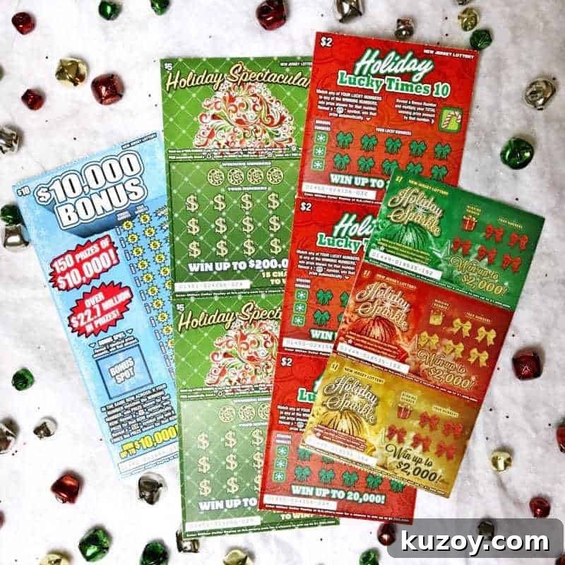 This Christmas Lottery Ticket Ornament is a fun and easy DIY gift idea perfect for teachers, neighbors, and anyone over 18 on your holiday shopping list!