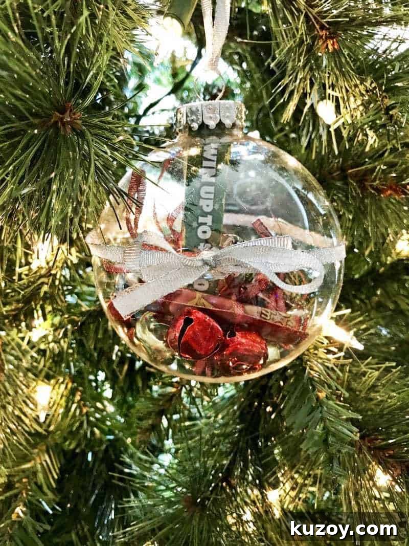 This Christmas Lottery Ticket Ornament is a fun and easy DIY gift idea perfect for teachers, neighbors, and anyone over 18 on your holiday shopping list!