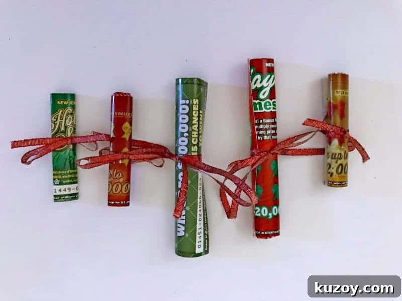 This Christmas Lottery Ticket Ornament is a fun and easy DIY gift idea perfect for teachers, neighbors, and anyone over 18 on your holiday shopping list!
