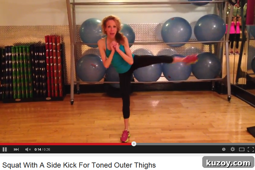Squat with Side Kick: Sculpt Your Outer Thighs Quickly 3 Stand and kick from squat
