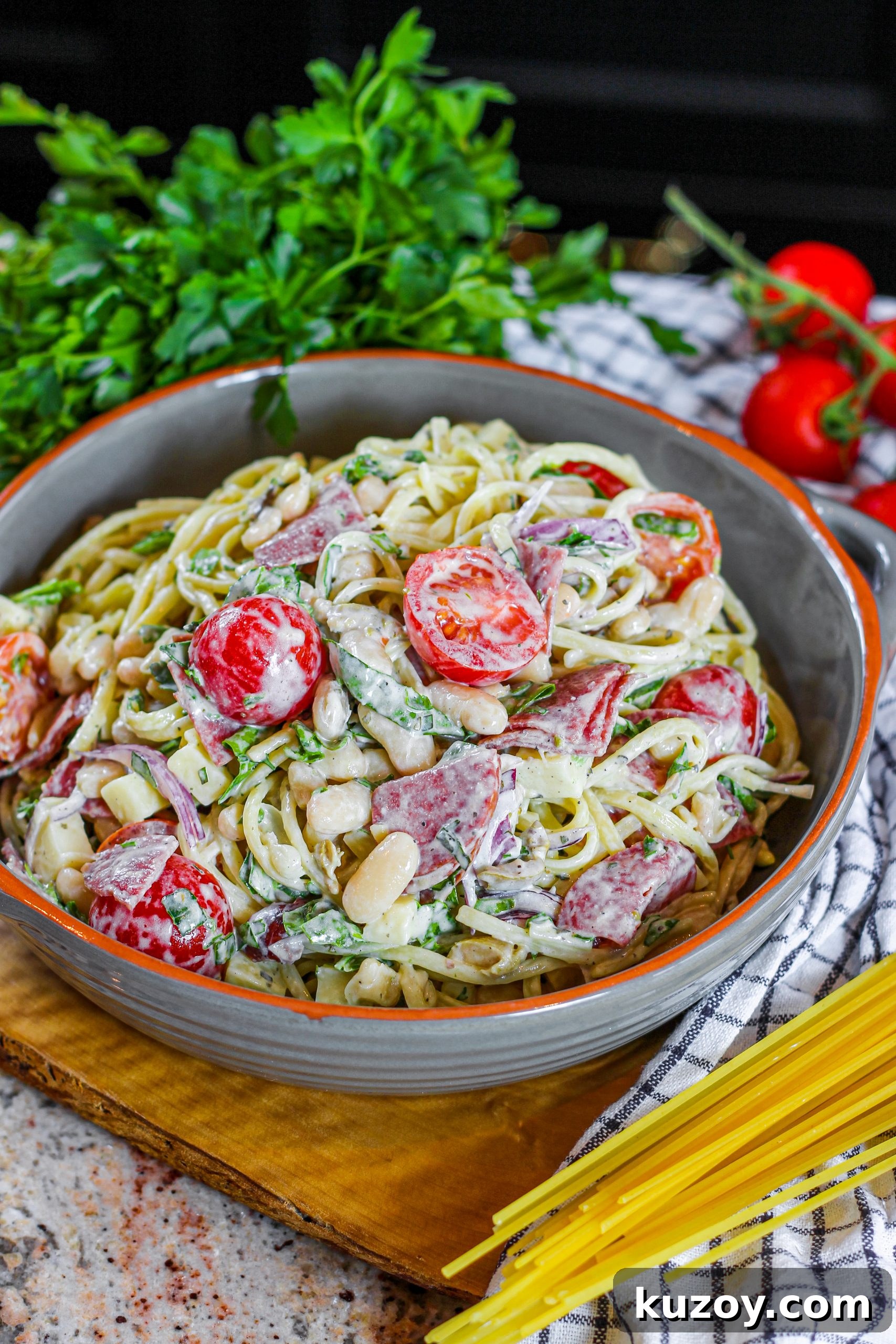 Creamy Tuscan Pasta Salad Recipe with Sun-Dried Tomatoes and Spinach 13 img 3017 12