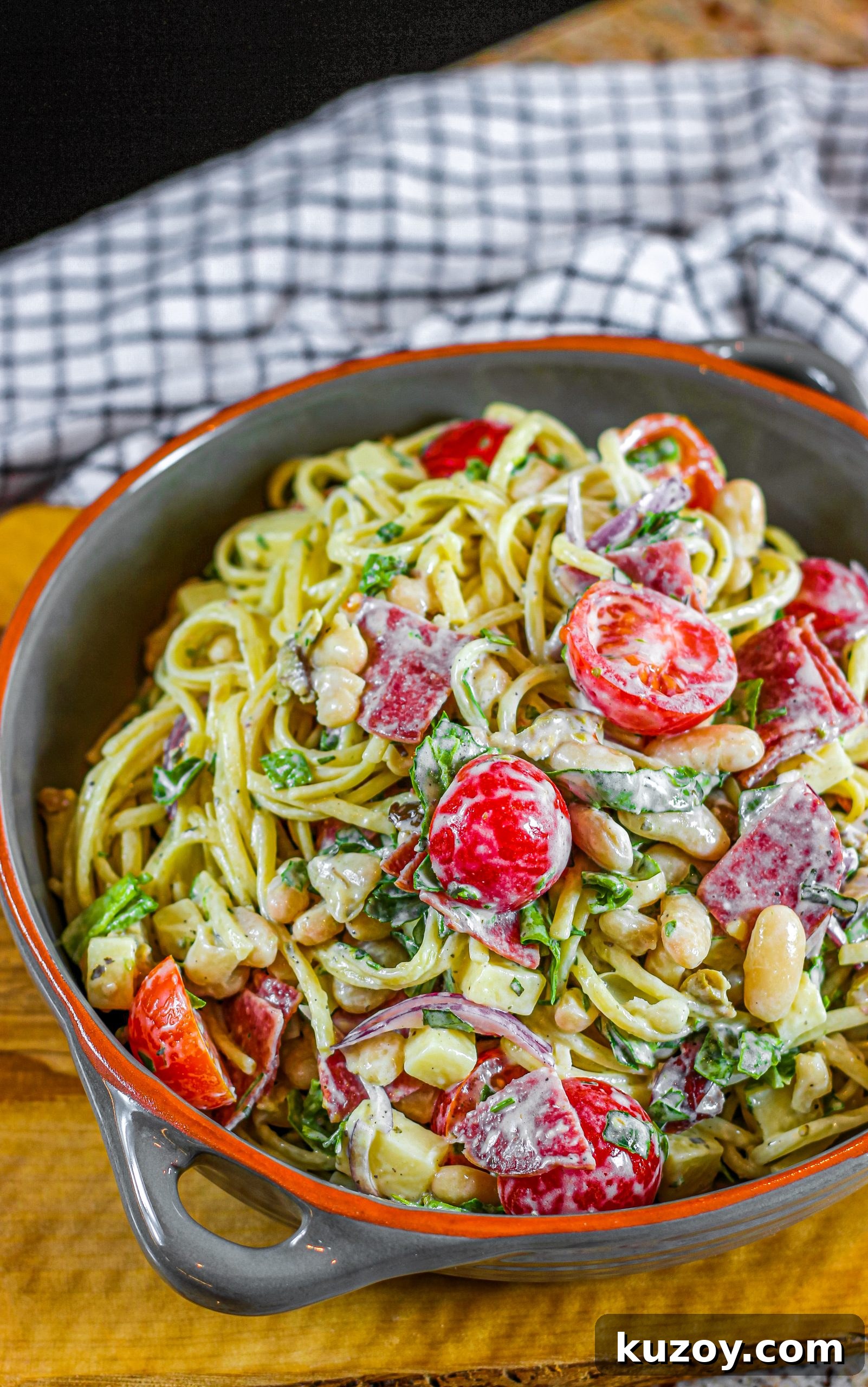 Creamy Tuscan Pasta Salad Recipe with Sun-Dried Tomatoes and Spinach 14 img 3017 13