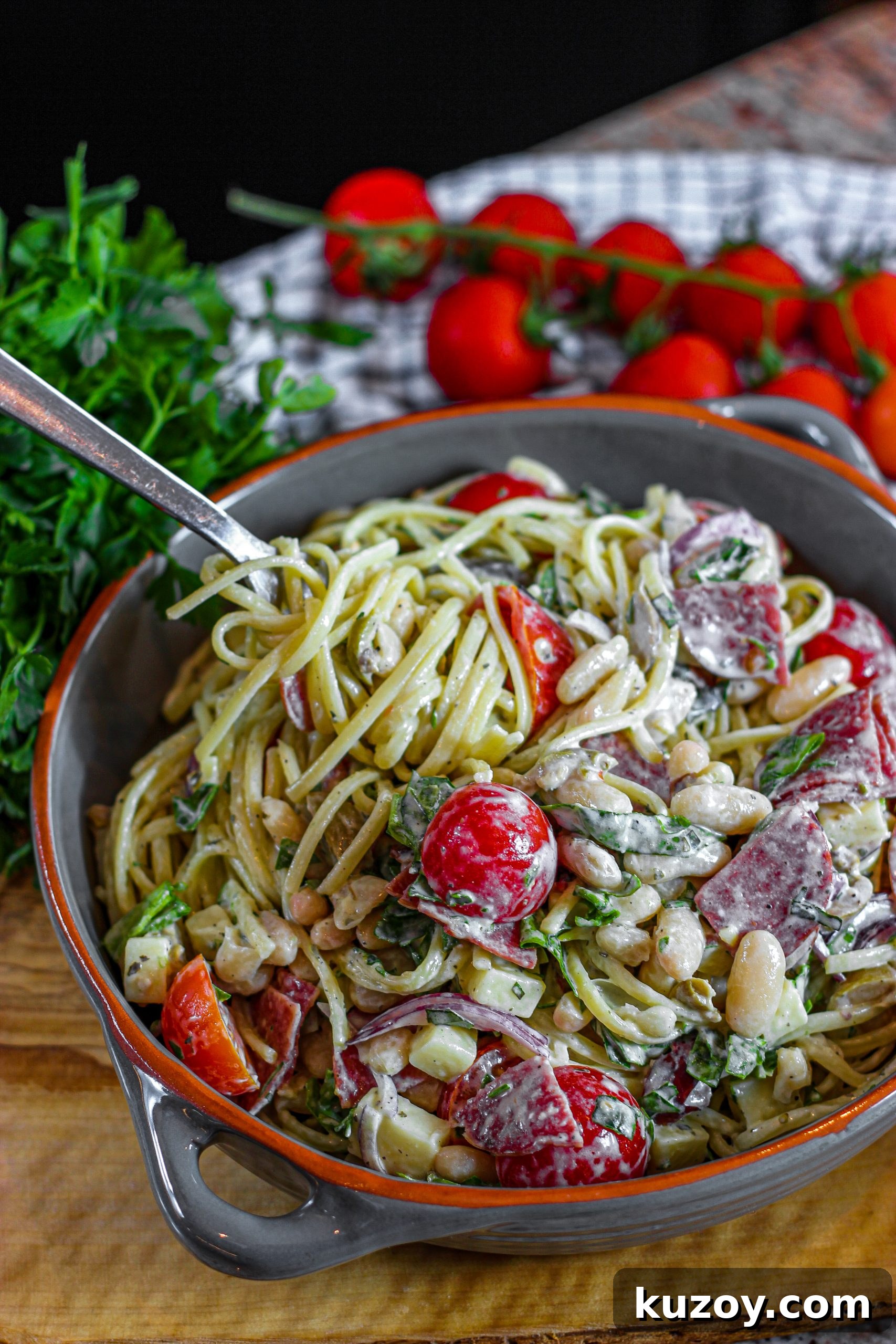 Creamy Tuscan Pasta Salad Recipe with Sun-Dried Tomatoes and Spinach 3 img 3017 2