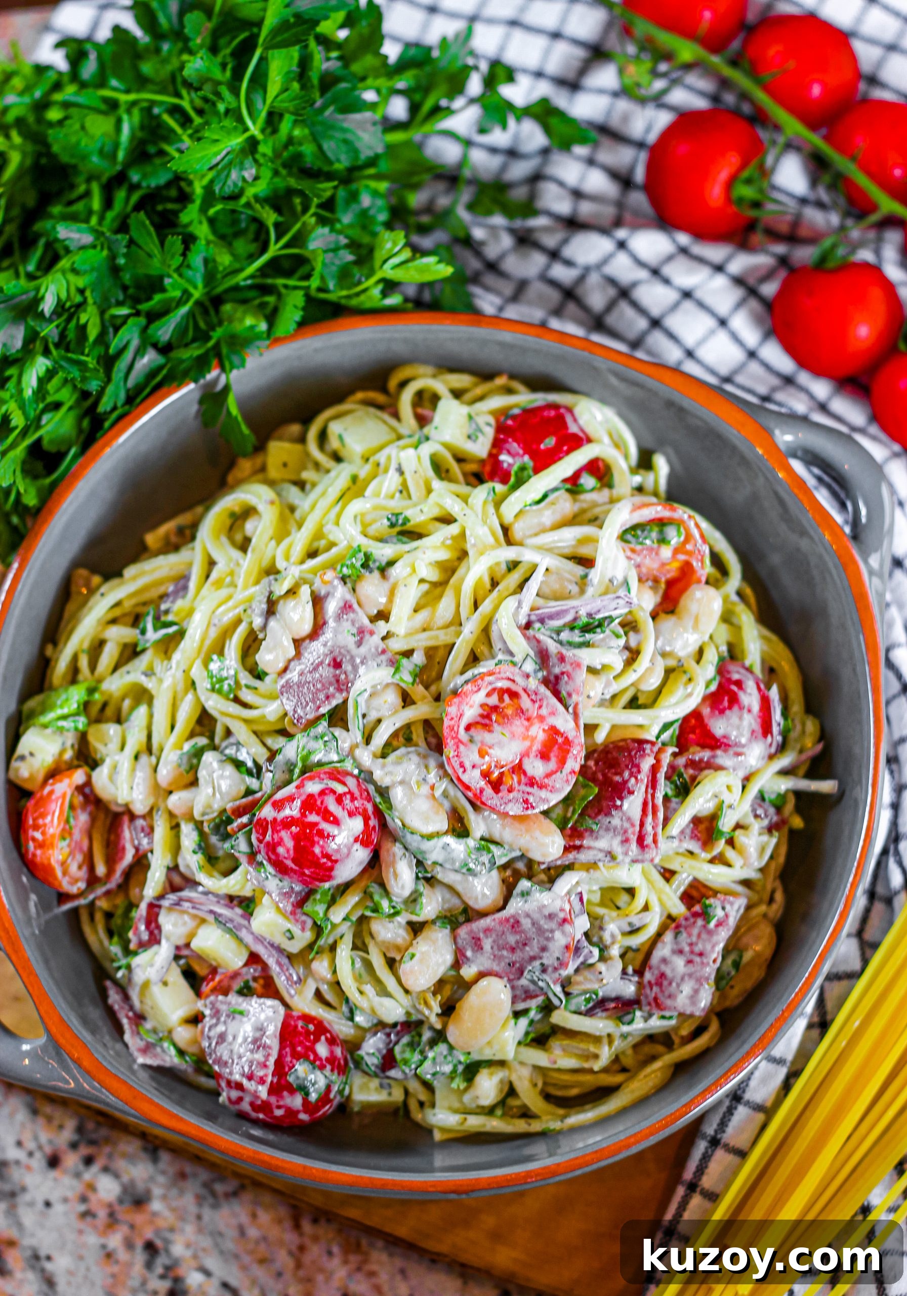 Creamy Tuscan Pasta Salad Recipe with Sun-Dried Tomatoes and Spinach 4 img 3017 3