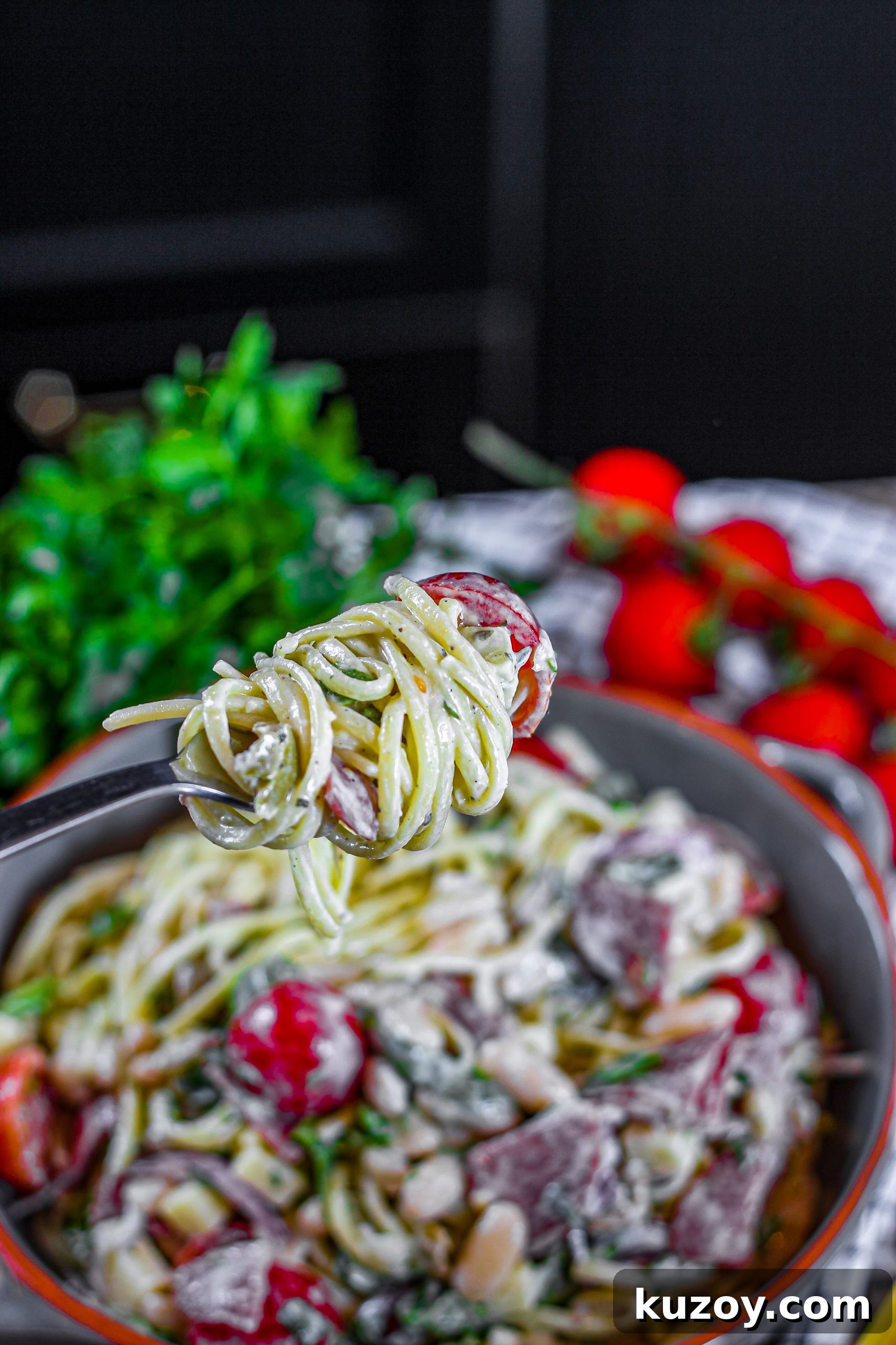 Creamy Tuscan Pasta Salad Recipe with Sun-Dried Tomatoes and Spinach 5 img 3017 4