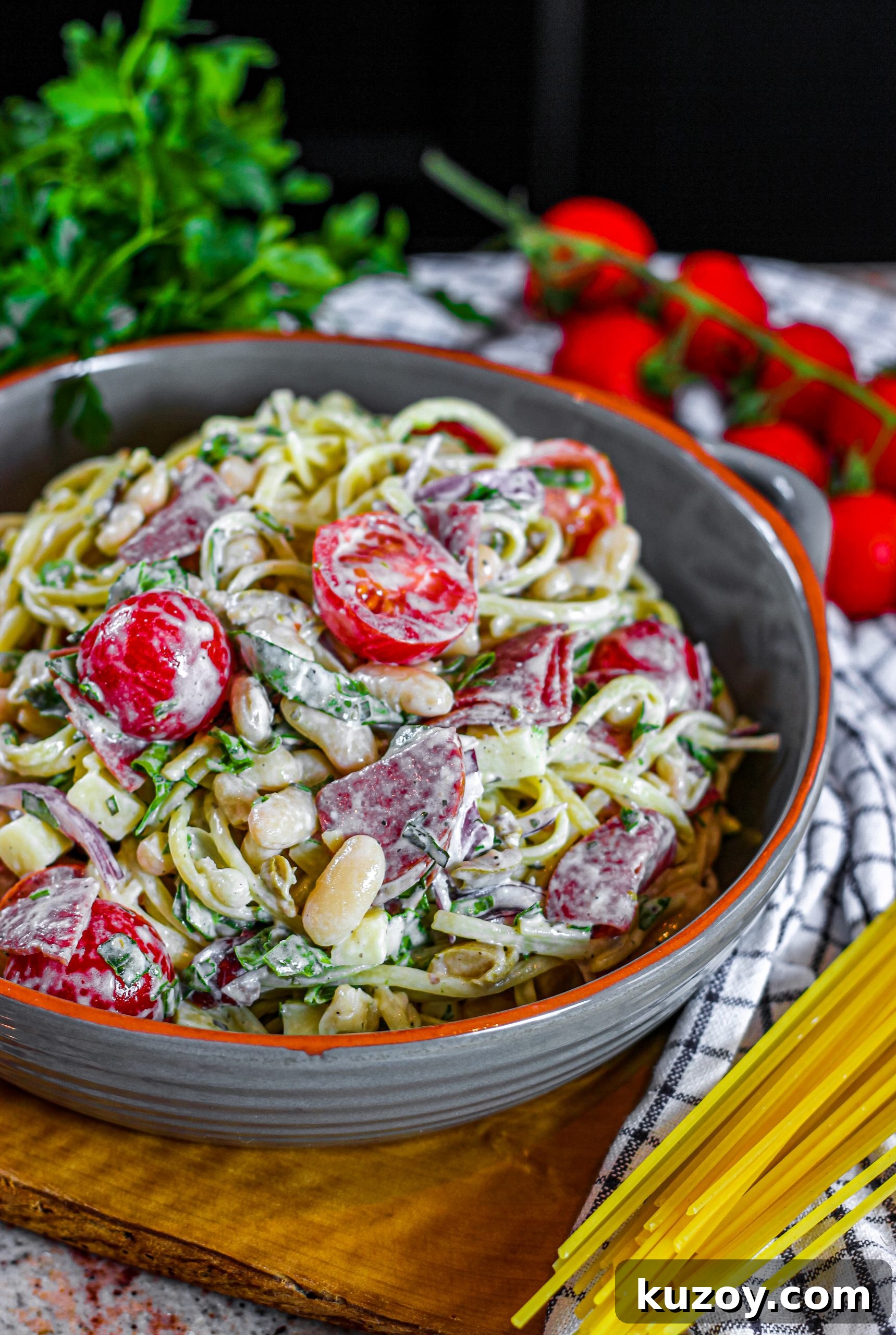Creamy Tuscan Pasta Salad Recipe with Sun-Dried Tomatoes and Spinach 6 img 3017 5
