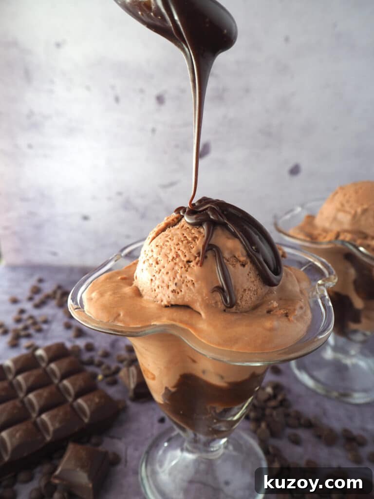 drizzling chocolate sauce.