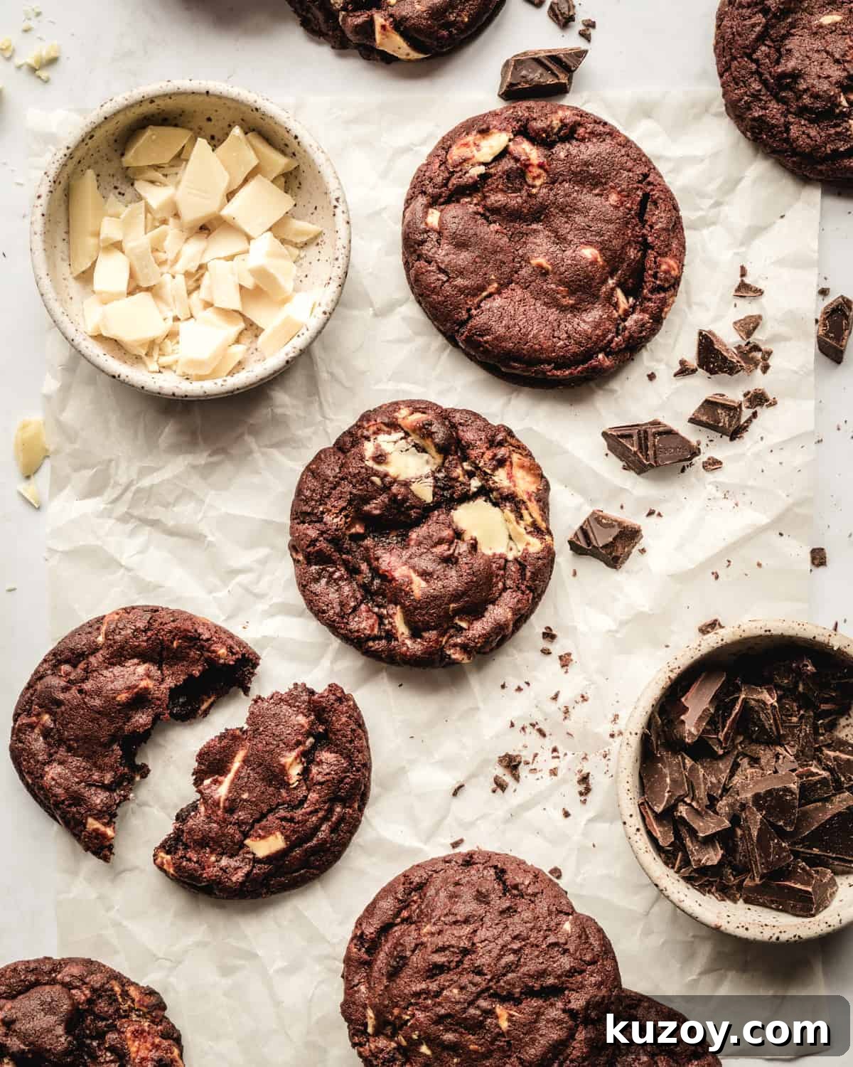 chocolate cookies with white chocolate chips