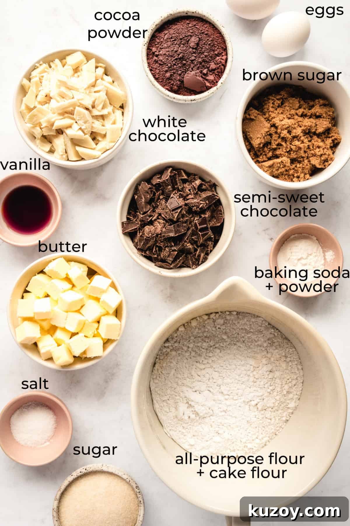 ingredients to make white chocolate cookies with labels 2