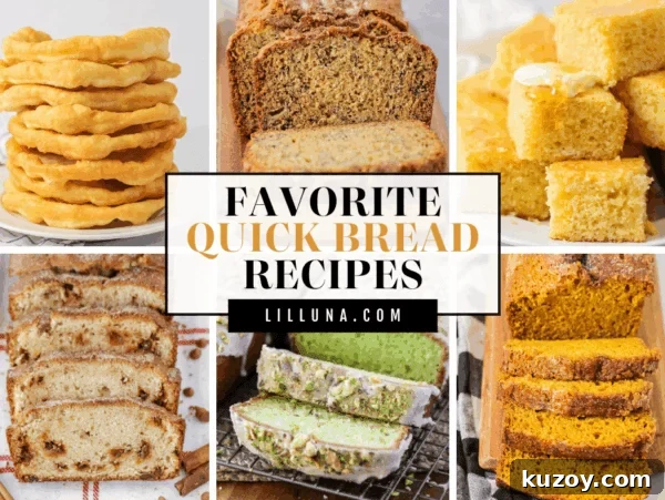 Moist Pumpkin Bread Recipe for Fall Baking 12 Collage of quick bread recipes.
