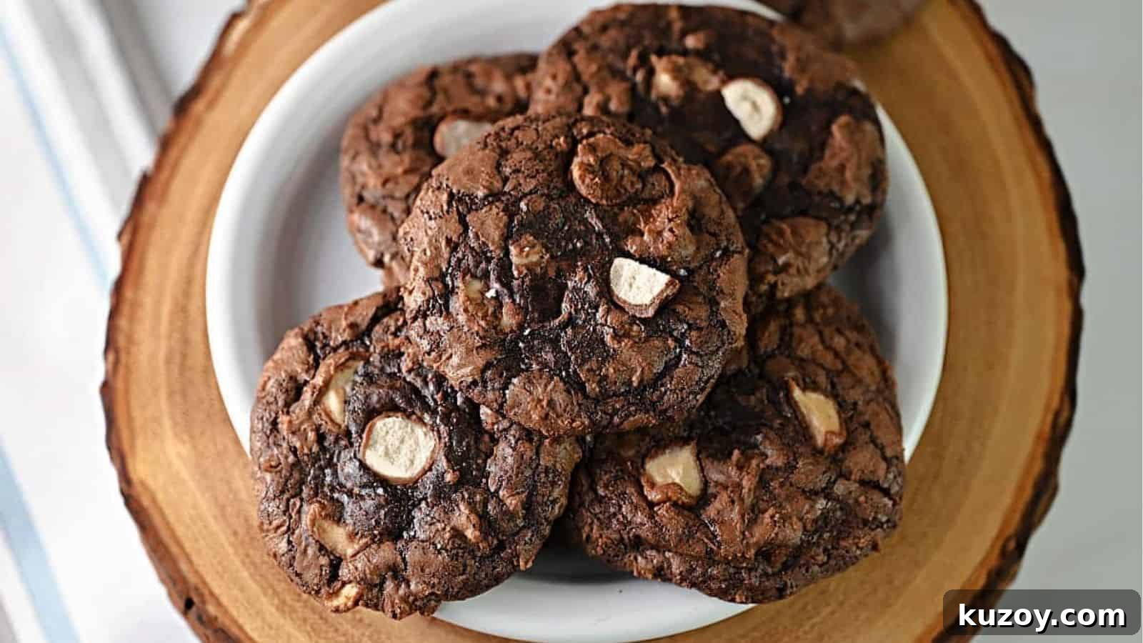 Chocolate Malted Milk Ball Cookies with Brownie Mix