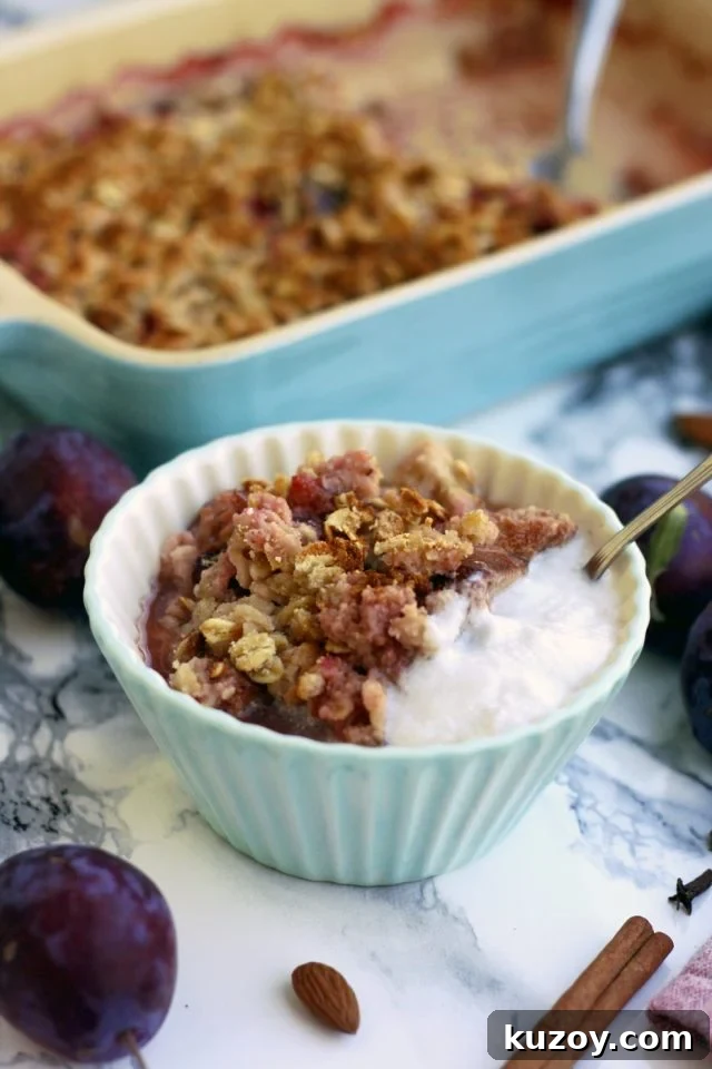 Vegan Coconut Plum Crisp with Oat Topping 2 Vegan plum crisp with coconut