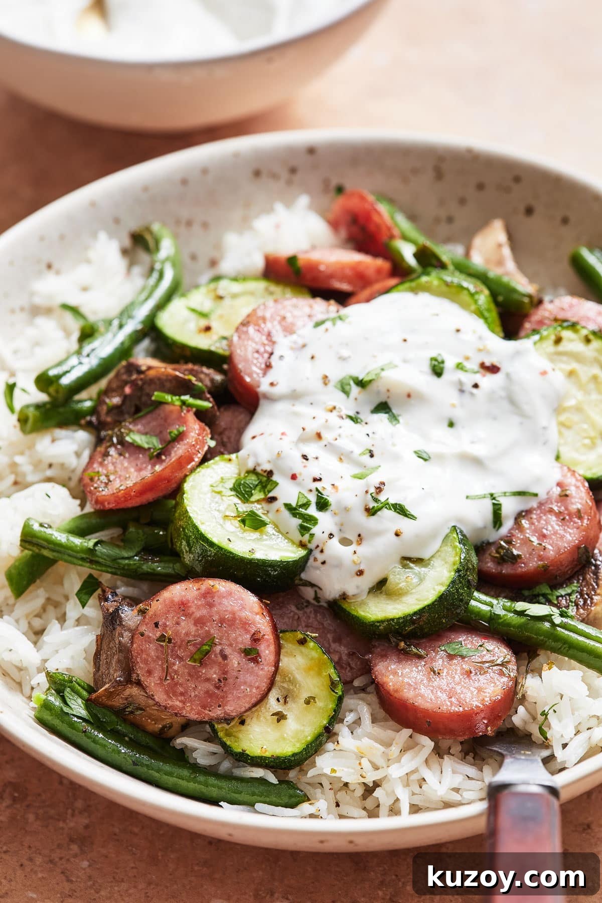 Sausage and Roasted Veggie Bowls with Creamy Yogurt Drizzle 7 img 39439 6