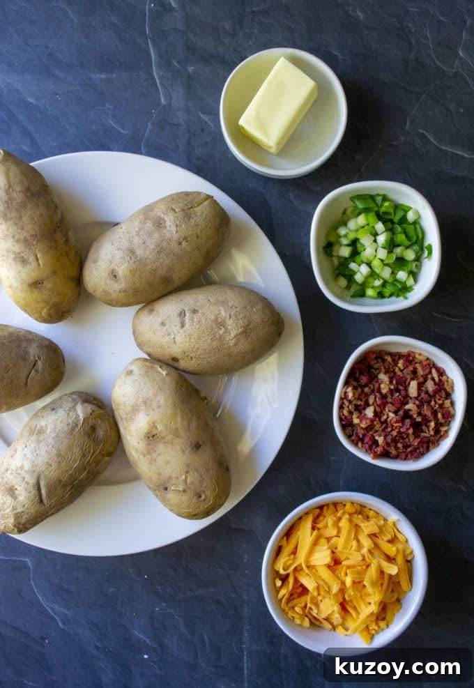 Crispy Stuffed Potato Skins with Cheesy Bacon Filling 11 loaded potato skin ingredients