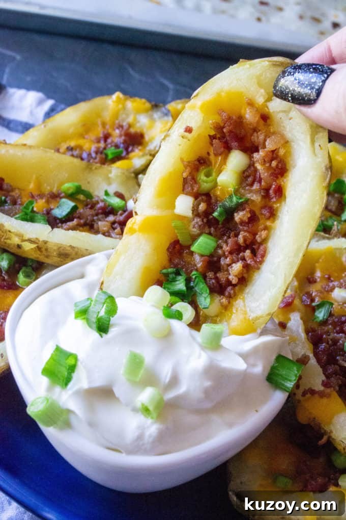 Crispy Stuffed Potato Skins with Cheesy Bacon Filling 3 crispy potato skin