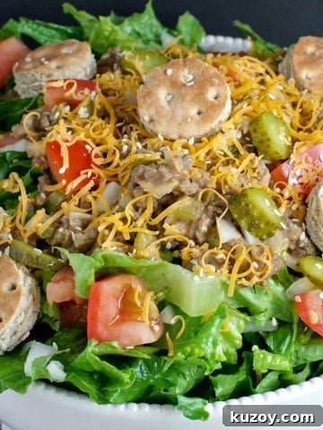 Big Mac salad (from top) in white bowl)