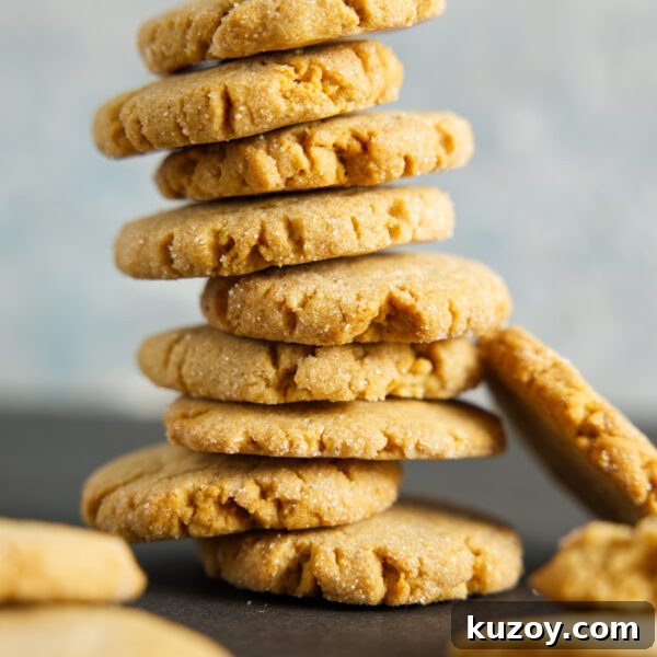 Air Fryer Chocolate Lava Mug Cake Recipe 13 A huge stack of air fryer peanut butter cookies, about to tumble over.