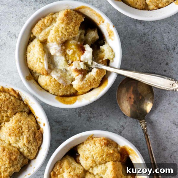 Air Fryer Chocolate Lava Mug Cake Recipe 17 peach cobbler in ramekins with whipped cream on the side