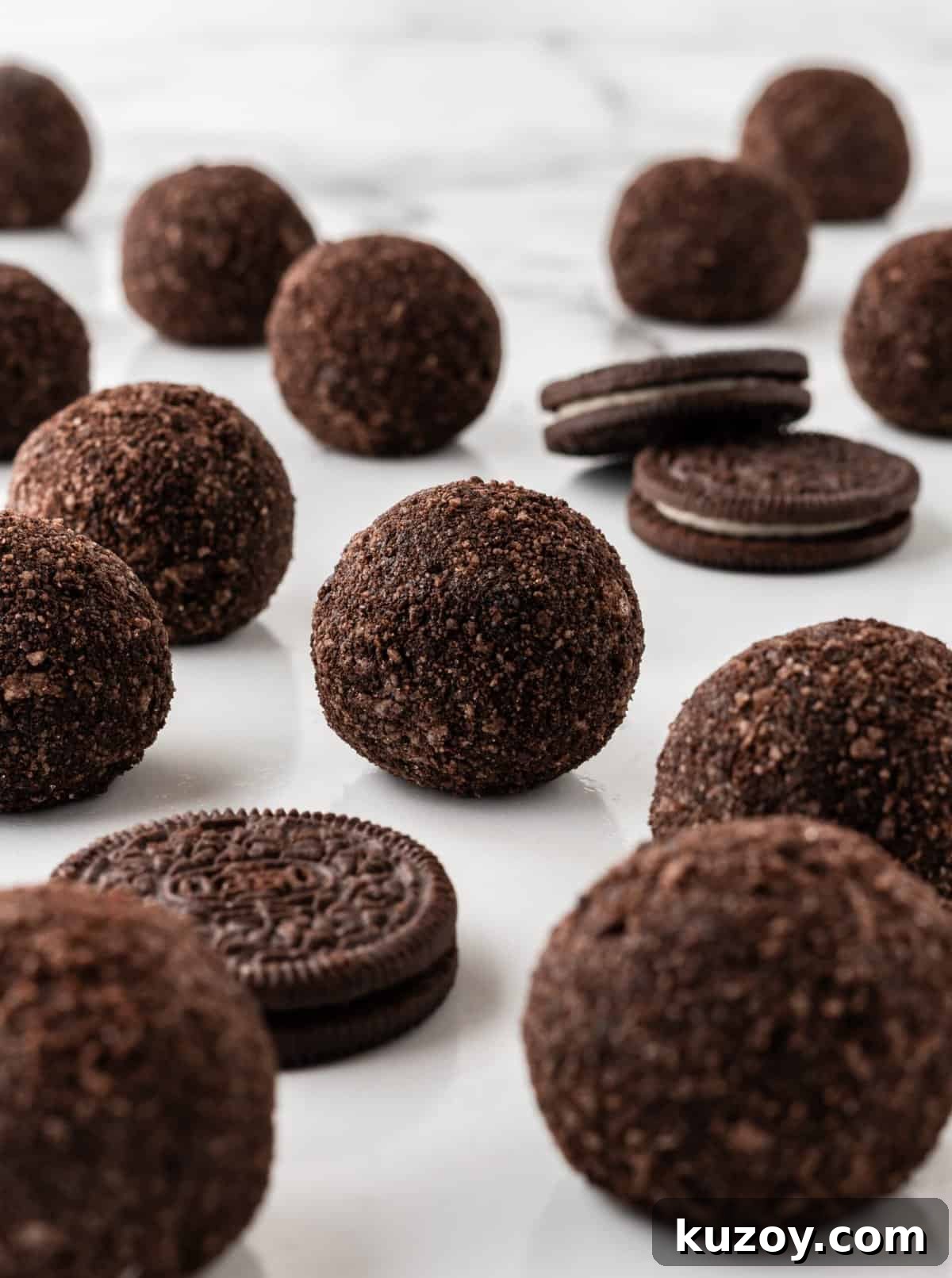 oreo balls without dipping in chocolate; rolled in crumbs