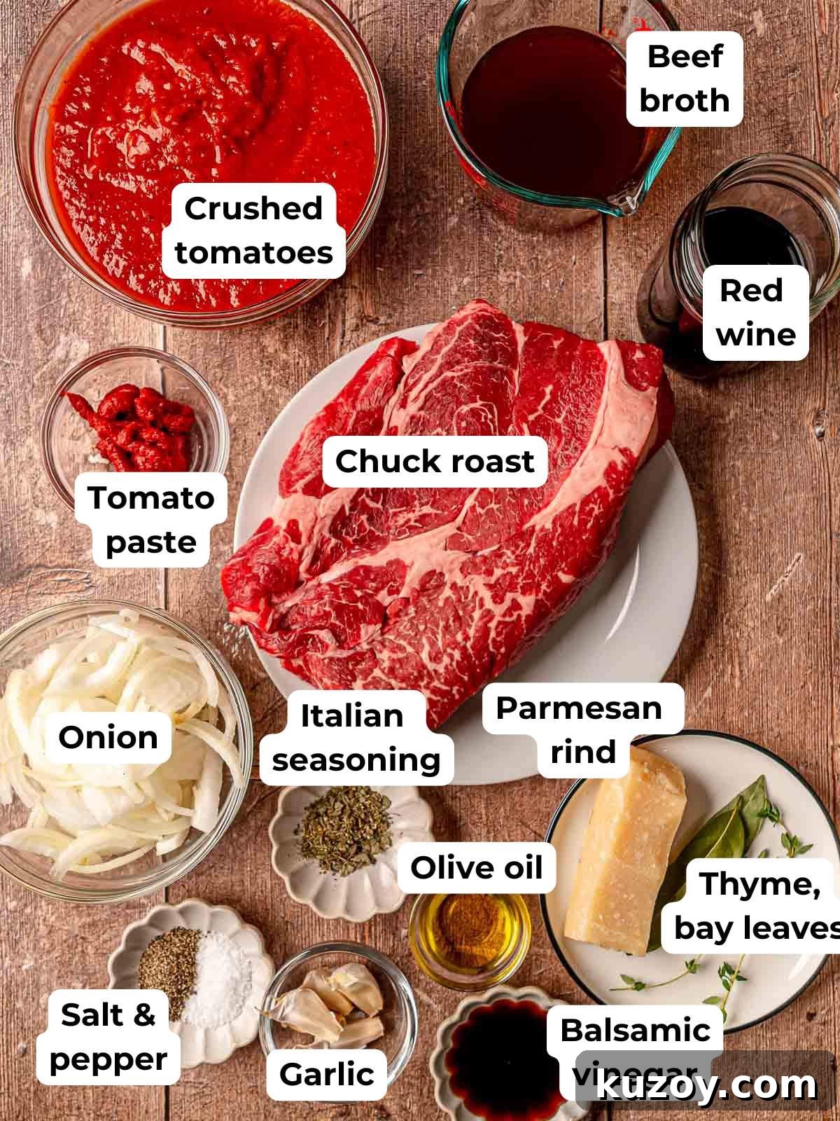 Ingredients for Italian pot roast.