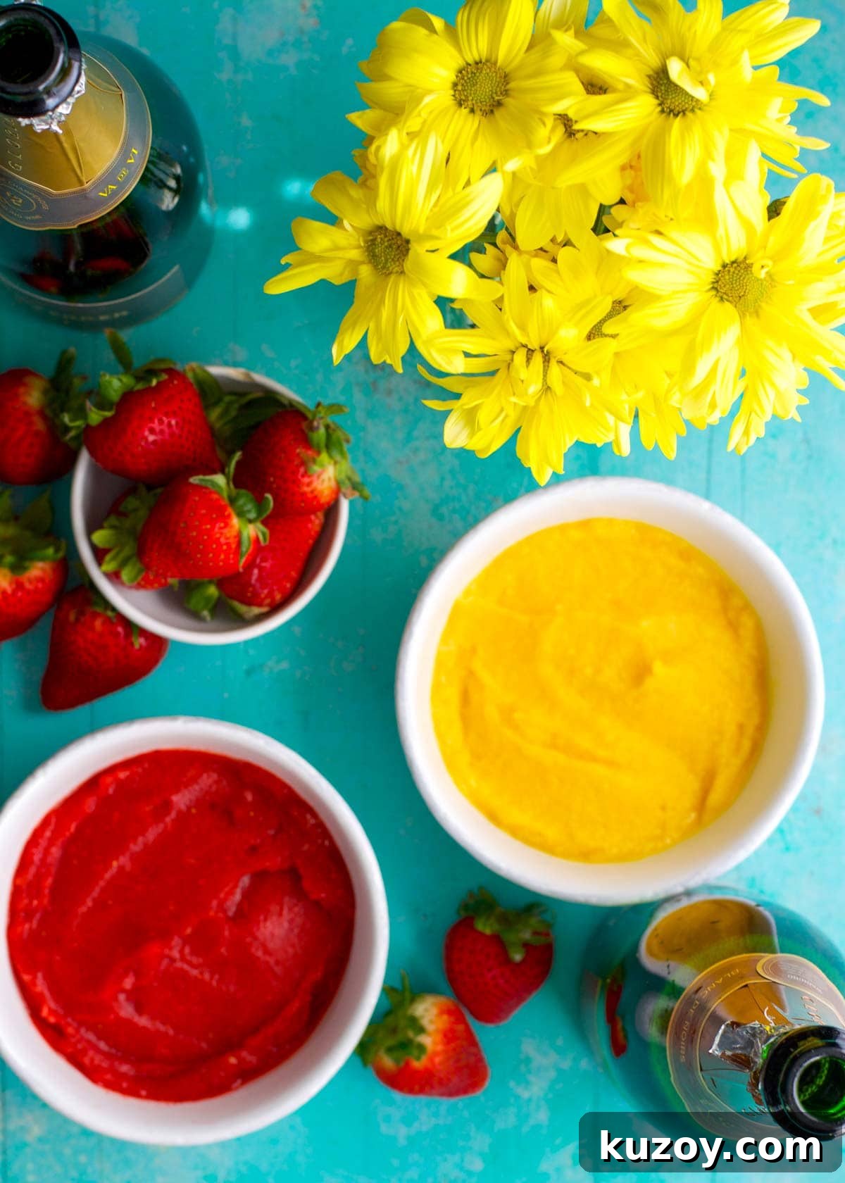 Sparkling Wine and Fresh Fruit Sorbet Float Recipes 3 you only need fruit and sparkling wine to make sorbet wine floats!