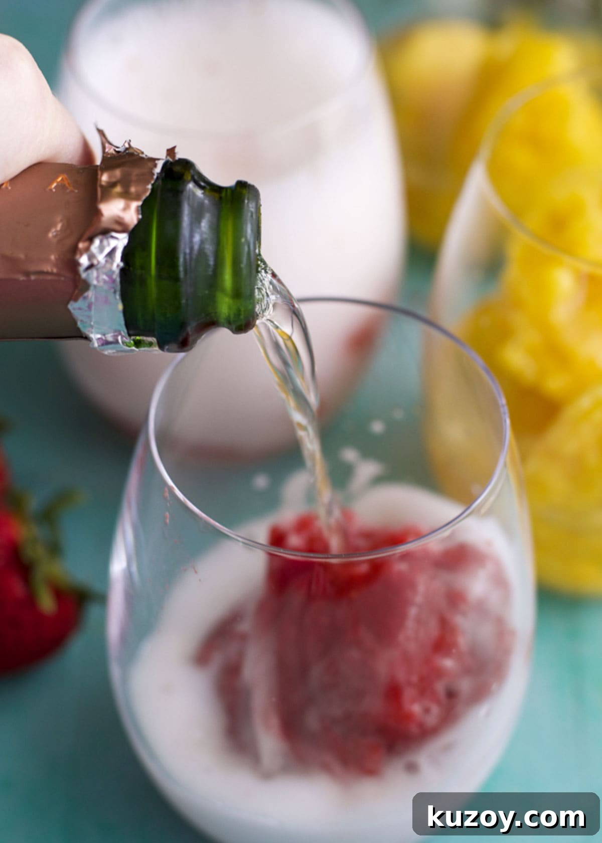 Sparkling Wine and Fresh Fruit Sorbet Float Recipes 6 pour several ounces of wine over the sorbet