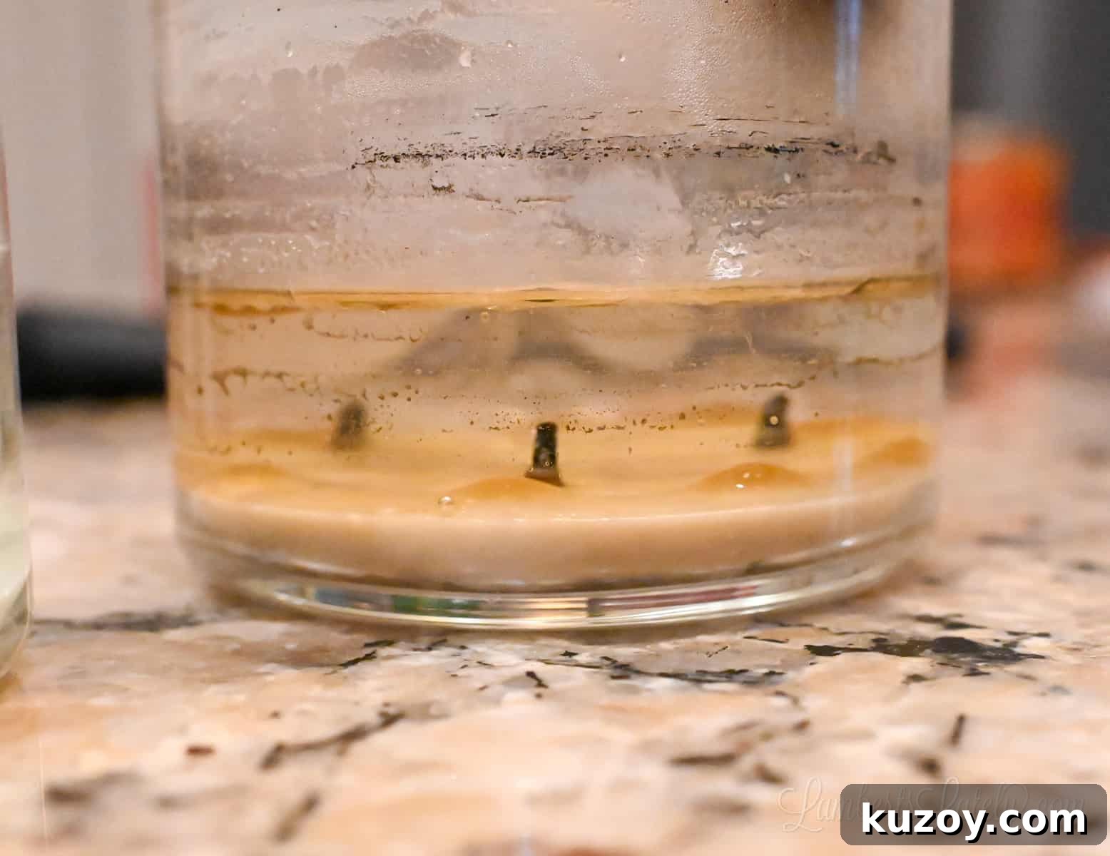 Remove Wax from Candle Jars: 3 Fast, Effective Methods 10 side view of a candle jar with hot water, melting the wax.