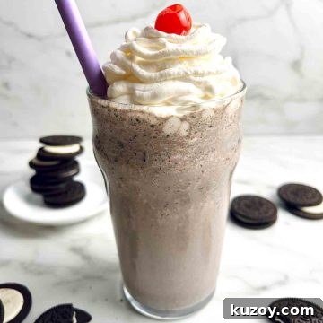 Baskin-Robbins Oreo Milkshake Recipe & Nutrition Guide 6 close up of milkshake
