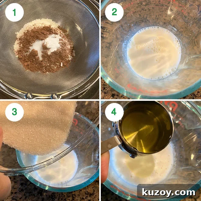 step by step picture collage of making eggless chocolate mousse cake