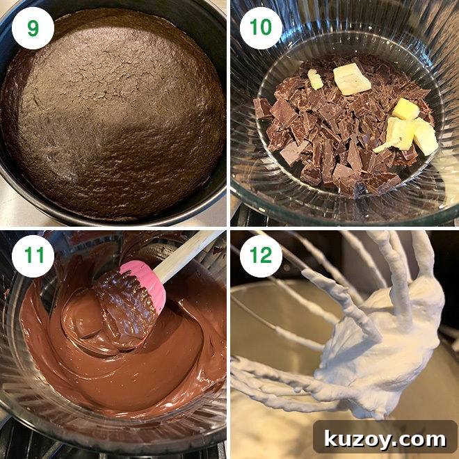 step by step picture collage of making eggless chocolate mousse cake