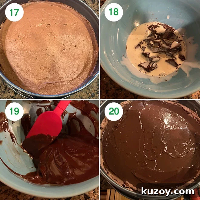 step by step picture collage of making eggless chocolate mousse cake