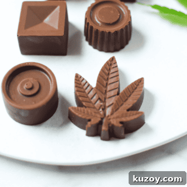 How to Cook with Decarbed Cannabis: Edible Recipes & Tips 11 A completed batch of molded cannabis chocolates made in cannabis leaf shaped molds