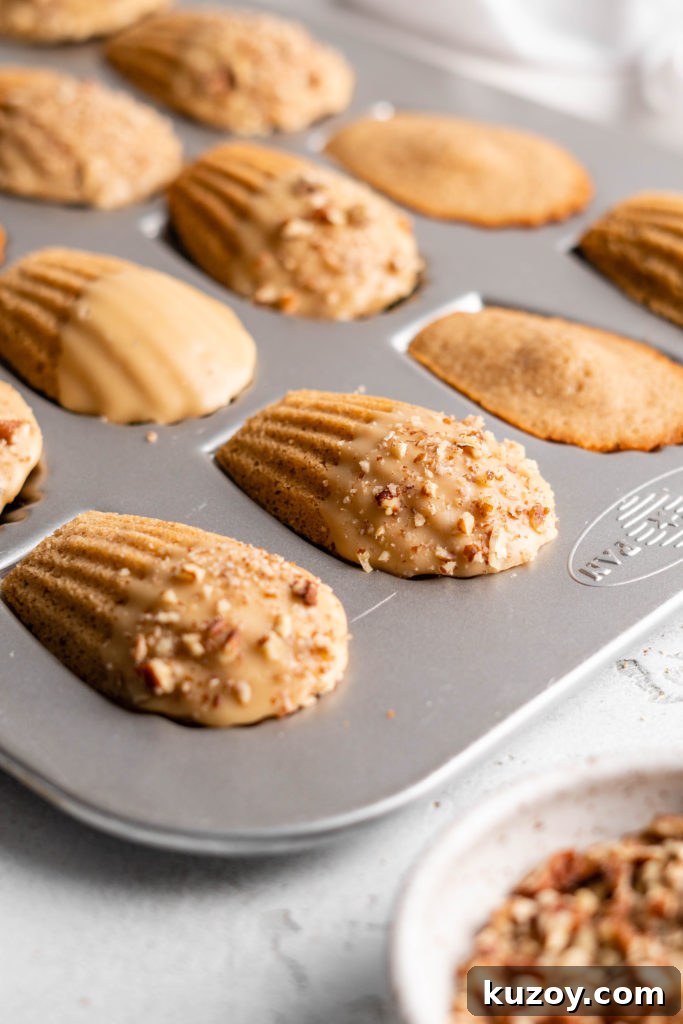 Maple Chai Madeleines Recipe: Spiced Tea-Infused French Cookies 6 maple chai spiced madeleines dipped in a maple glaze and sprinkled with crushed pecans