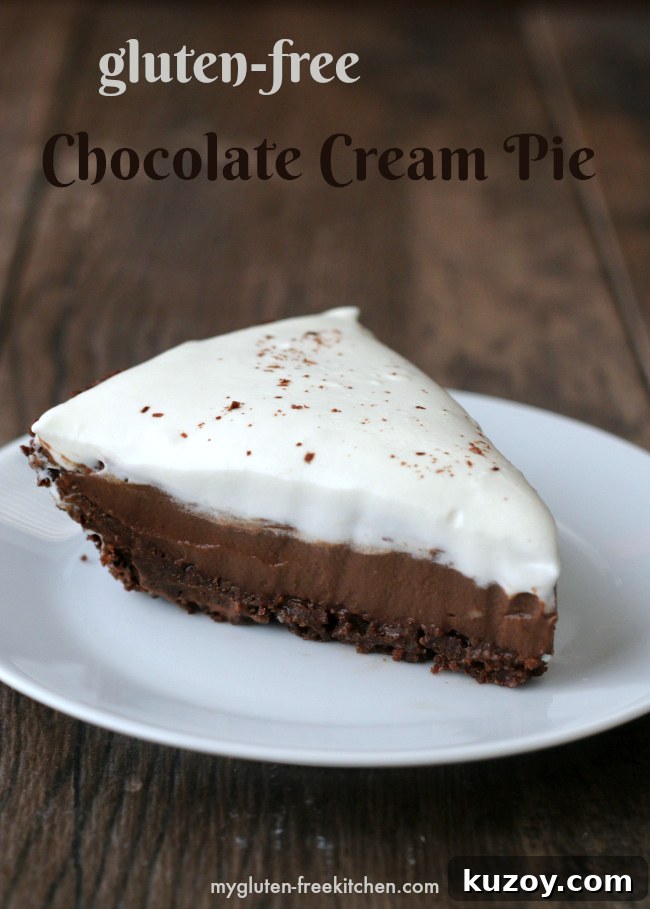 Gluten-Free Chocolate Cream Pie Recipe — Decadent & Dairy-Free Option 9 Gluten-free Chocolate Cream Pie with chocolate cookie crust. No one will guess this is gluten-free! So yummy!
