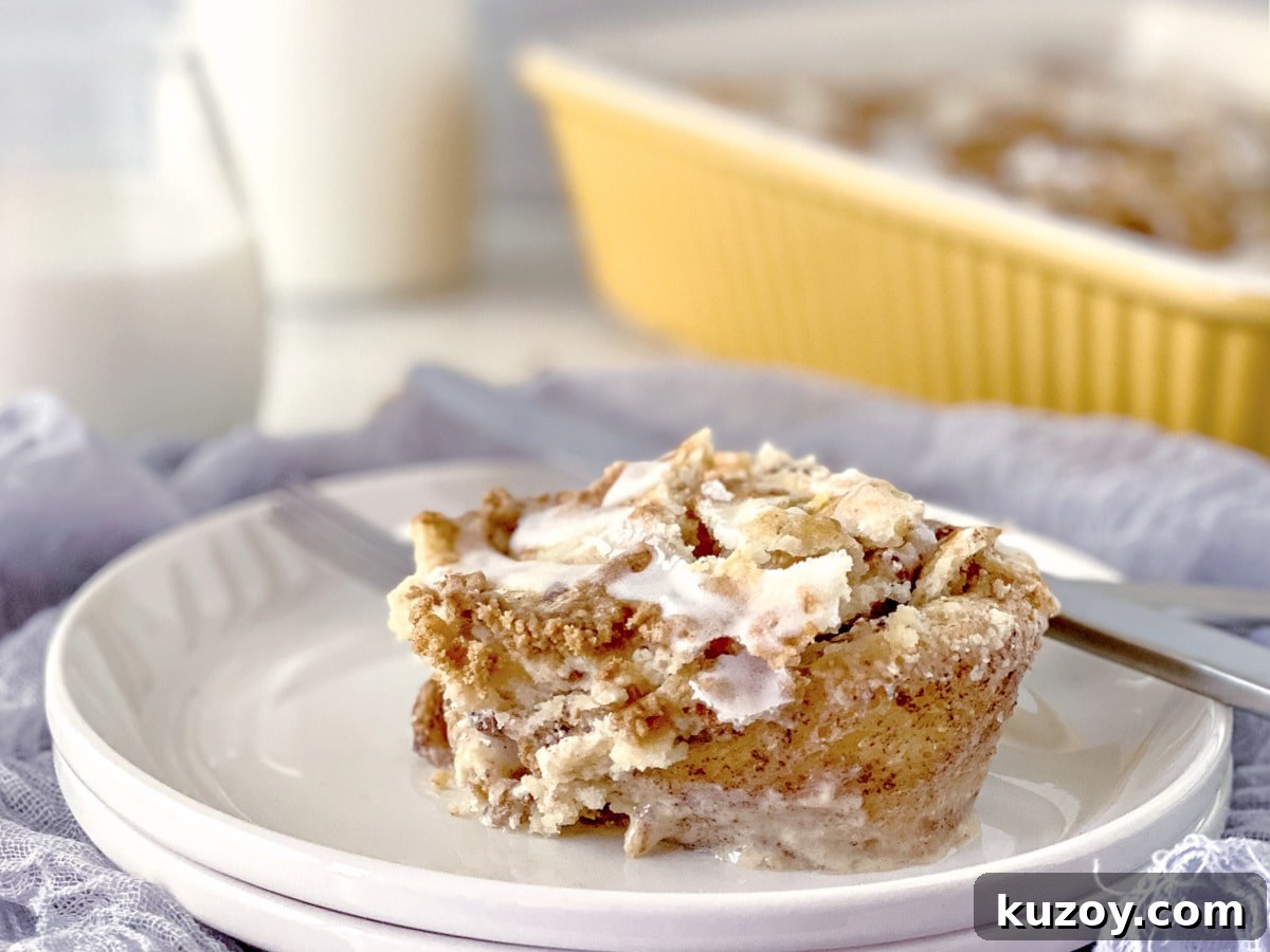 cinnamon roll casserole on plate