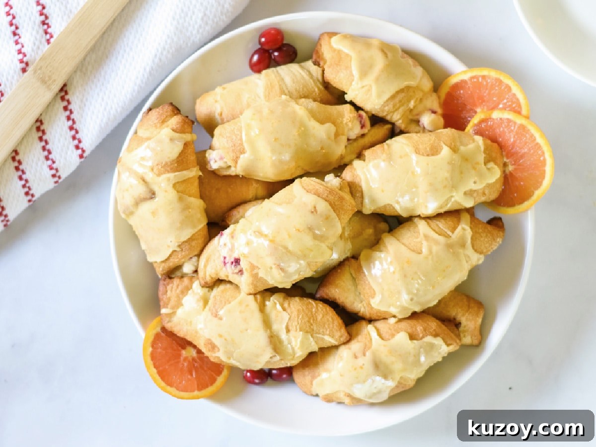 Cranberry Orange Crescents on Plate overhead