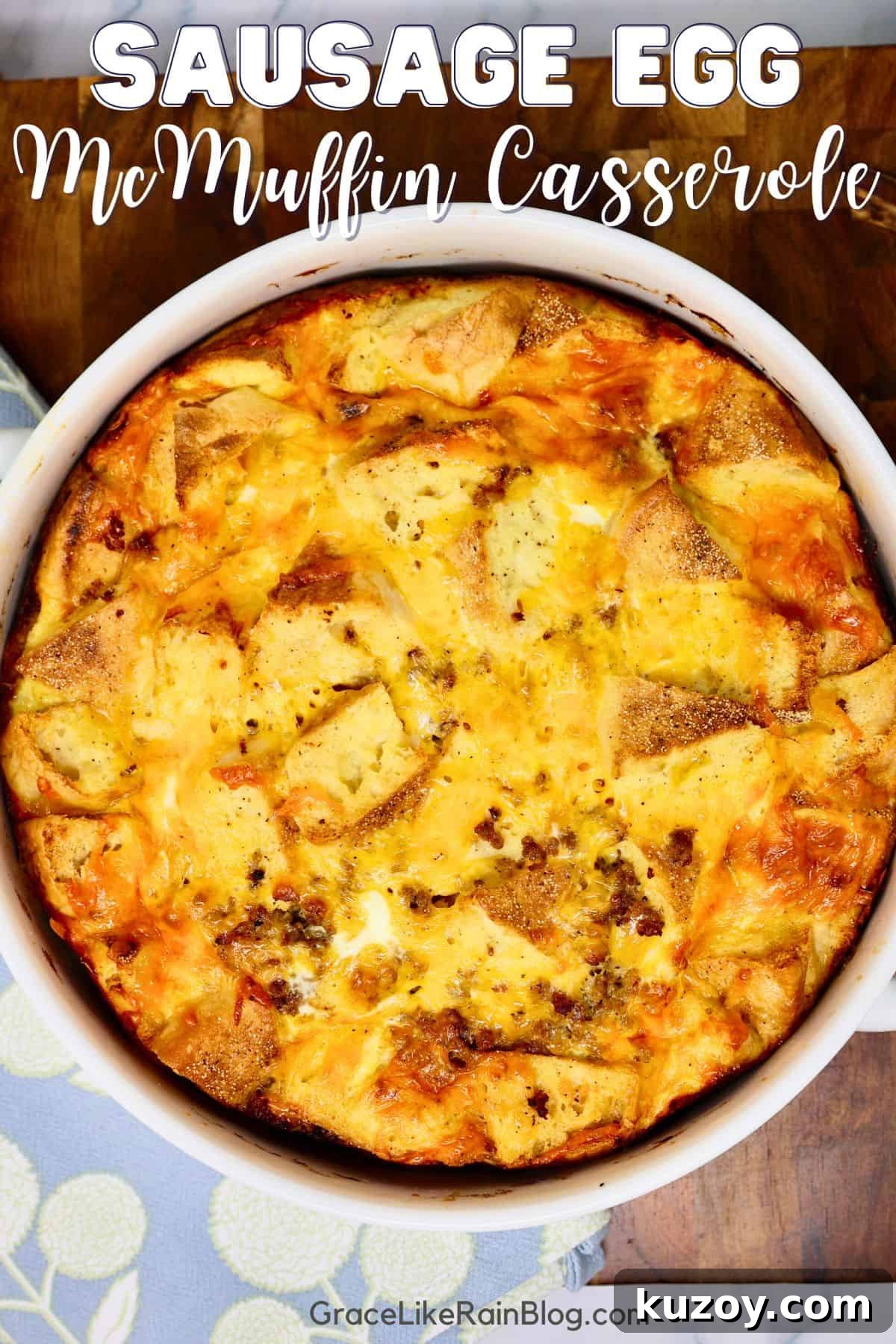 Sausage and Egg McMuffin Casserole Recipe for Breakfast Bake 2 sausage egg mcmuffin casserole image