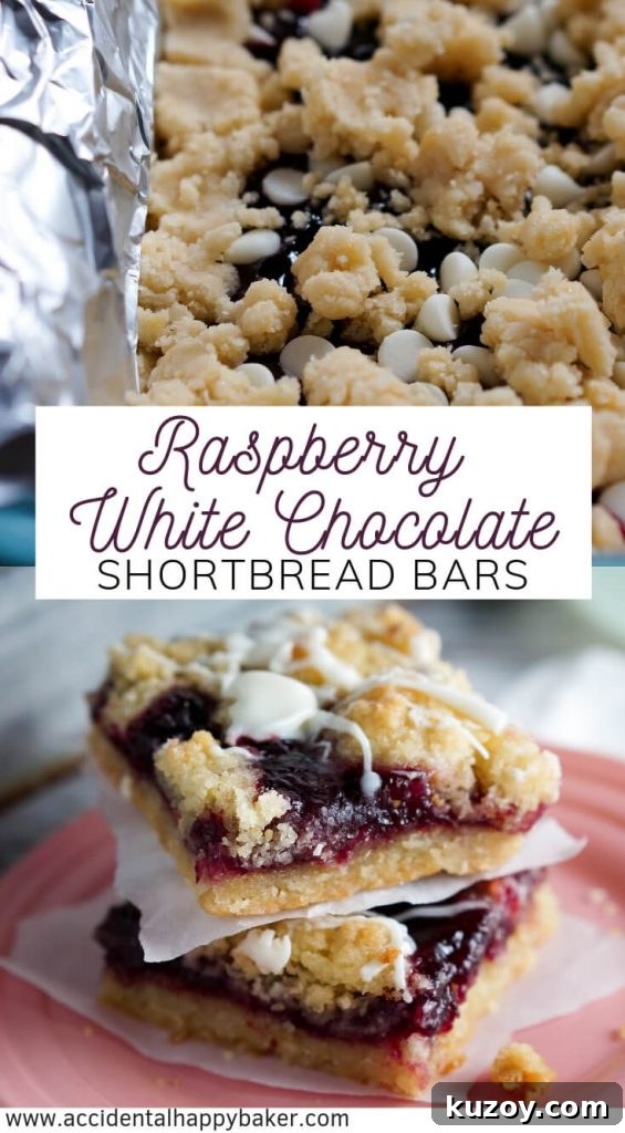 Raspberry and White Chocolate Shortbread Bars Recipe 8 Raspberry white chocolate shortbread bars have buttery shortbread cookie dough sandwiching raspberry jam and white chocolate chips