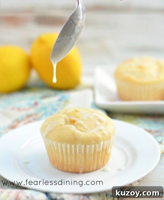 A gluten-free lemon cupcake with lemonade icing.