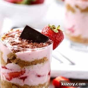 Strawberry Cream Tiramisu Parfait Recipe for Summer Desserts 11 Strawberries and Cream Tiramisu Parfait in a glass
