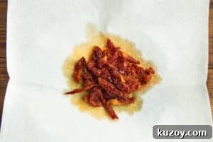 Sun-Dried Tomato and Cottage Cheese Frittata Recipe 16 This is a picture of sun-dried tomatoes on paper towels.