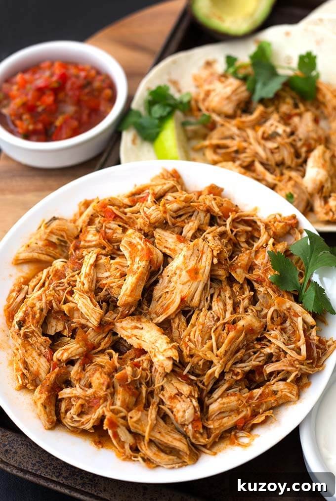 Instant pot salsa chicken from simply happy foodie 