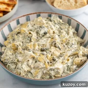Spinach Artichoke Dip in a bowl.