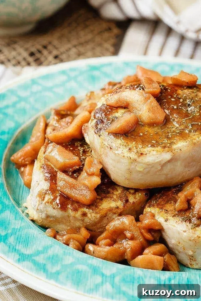 Cinnamon-Glazed Baked Pork Chops with Maple Butter Finish 3 Baked Pork Chops with a Cinnamon Glaze - These baked pork chops with a cinnamon glaze are a simple, 30 minute meal that your whole family will love. Served with baked cinnamon apples and so tasty!