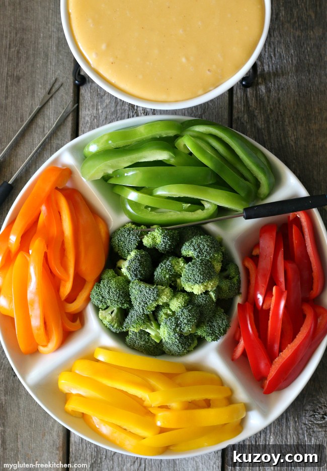 Gluten-Free Cheese Fondue Recipe (Alcohol-Free) 3 Gluten-free Cheese Fondue with vegetables